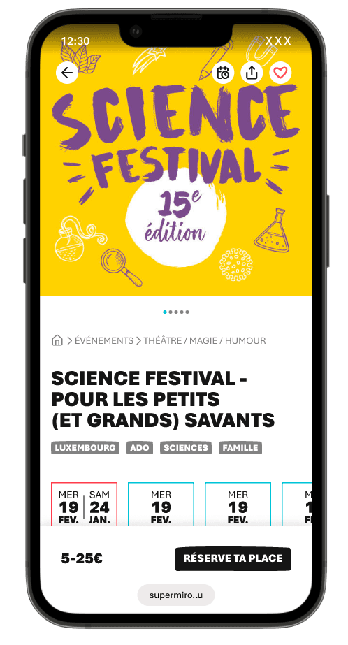 Aperçu de l’application Supermiro sur mobile